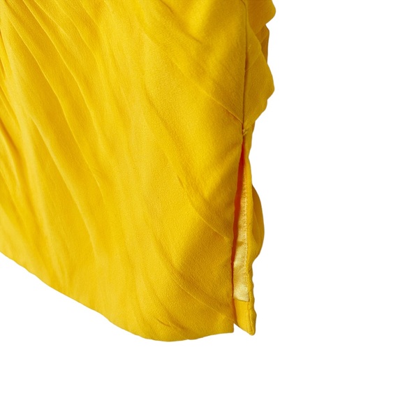 Monique Lhuillier 100% Silk Bright Yellow Beaded Strapless Mini Dress Size 8 - Picture 5 of 11